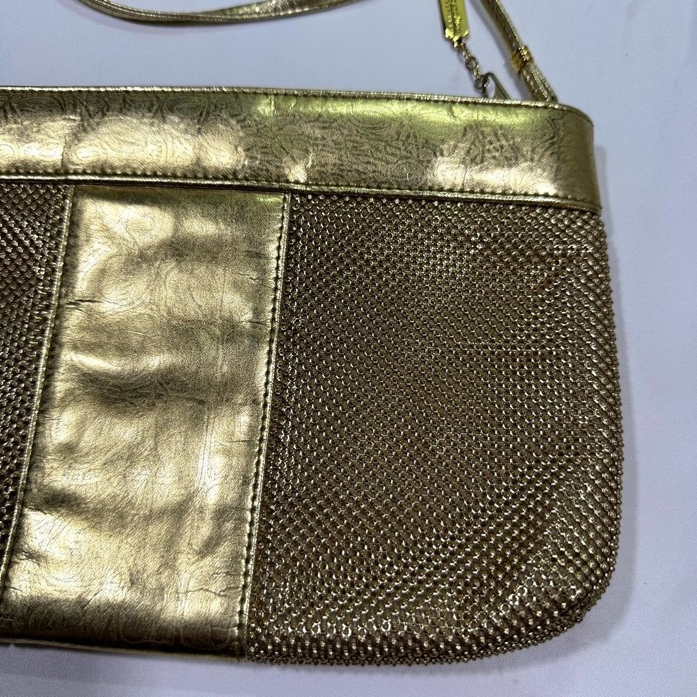 Whiting and Davis Crossbody Gold Metal Mesh Evening Bag - Picture 10 of 15